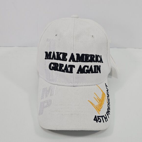 Donald Trump 45th President MAGA Cap - White, Adjustable, Unisex, Embroidered - Picture 1 of 7